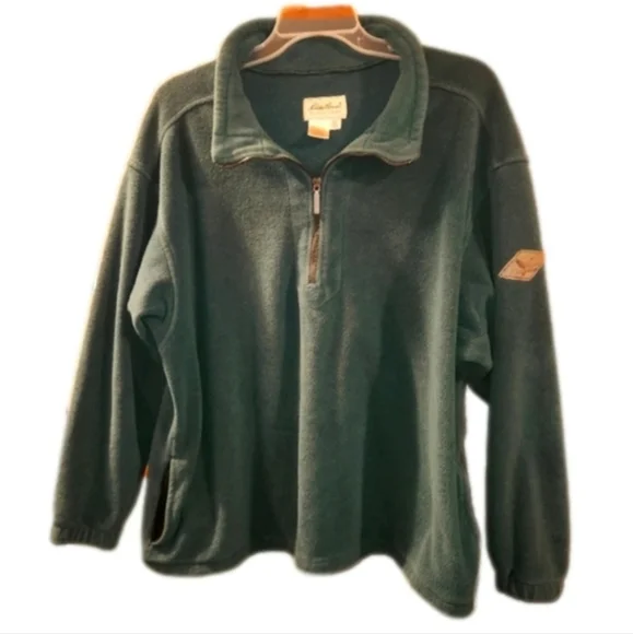 Eddie Bauer Men's XL Dark Hunter Green Fleece Pullover - Picture 1 of 10
